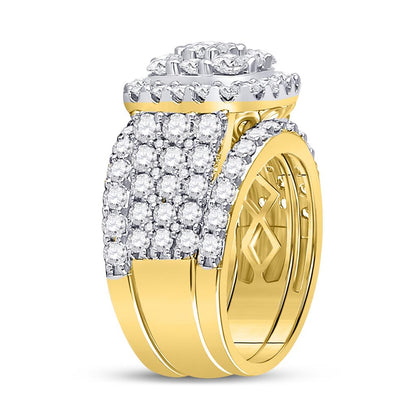 14k Yellow Gold Round Diamond Bridal Wedding Ring Set 3-3/4 Cttw