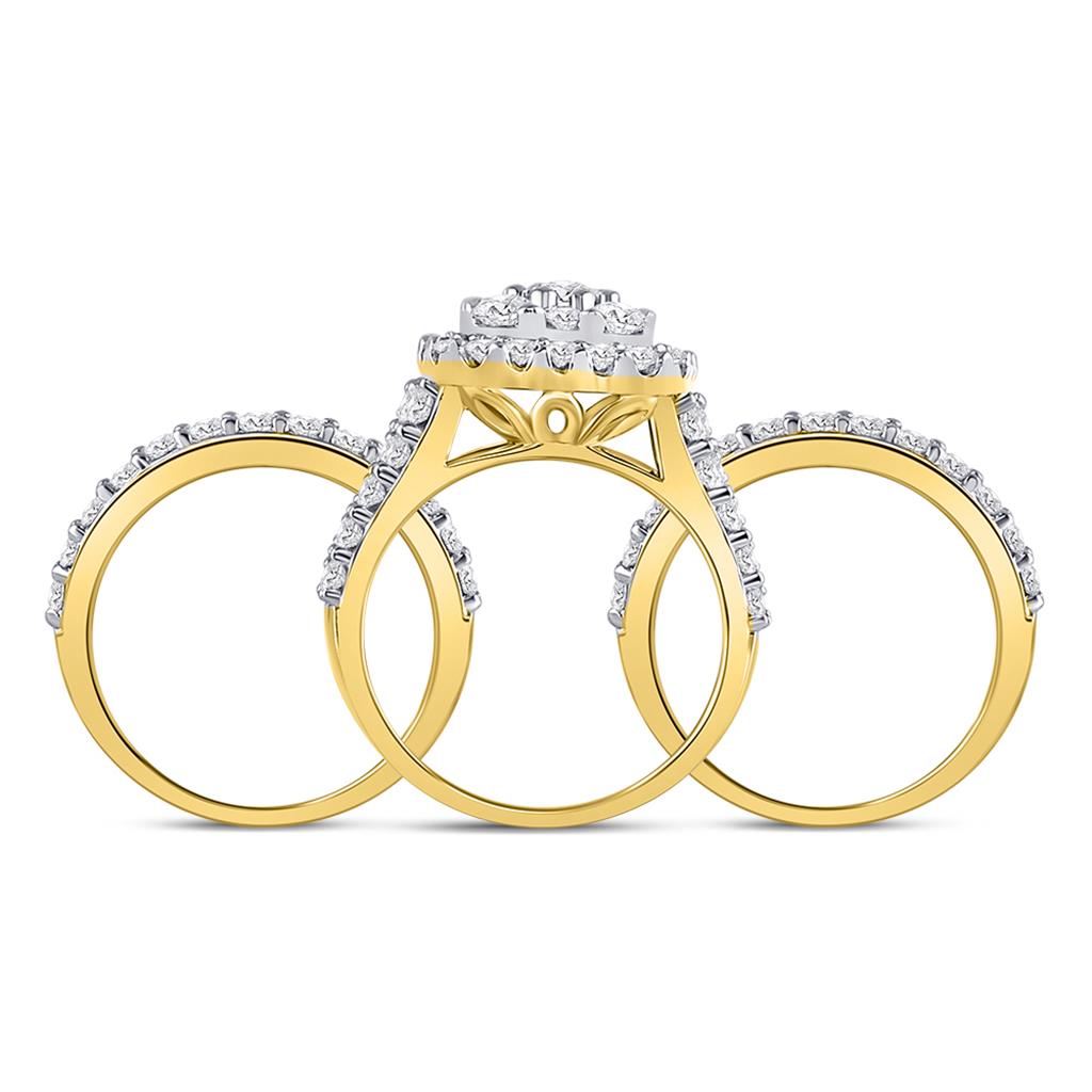 14k Yellow Gold Round Diamond Bridal Wedding Ring Set 3-3/4 Cttw