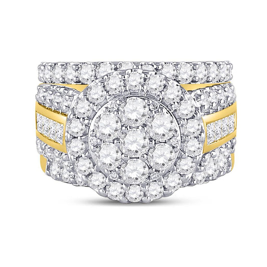 14k Yellow Gold Round Diamond Bridal Wedding Ring Set 3 Cttw