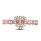 10k Rose Gold Heart Morganite Solitaire Diamond Ring 1/2 Cttw