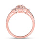 10k Rose Gold Cushion Morganite Diamond Halo Ring 5/8 Cttw