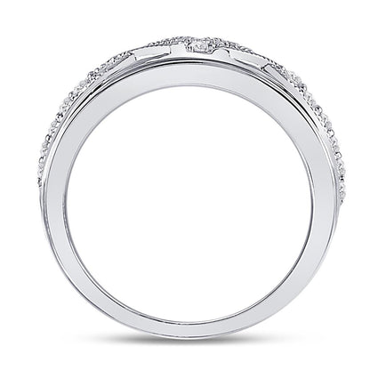 14k White Gold Round Diamond Milgrain Wedding Band Ring 1/2 Cttw