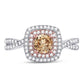 14k Two-tone Gold Round Brown Diamond Solitaire Bridal Engagement Ring 1 Cttw