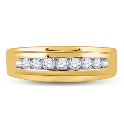 14k Yellow Gold Round Diamond Wedding Single Row Band Ring 1/2 Cttw