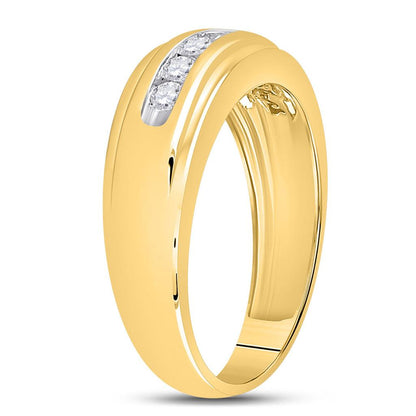 14k Yellow Gold Round Diamond Wedding Single Row Band Ring 1/2 Cttw