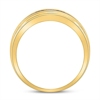 14k Yellow Gold Round Diamond Wedding Single Row Band Ring 1/2 Cttw