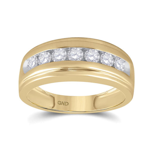 14k Yellow Gold Round Diamond Wedding Band Ring 7/8 Cttw