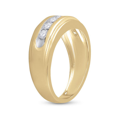 14k Yellow Gold Round Diamond Wedding Band Ring 7/8 Cttw