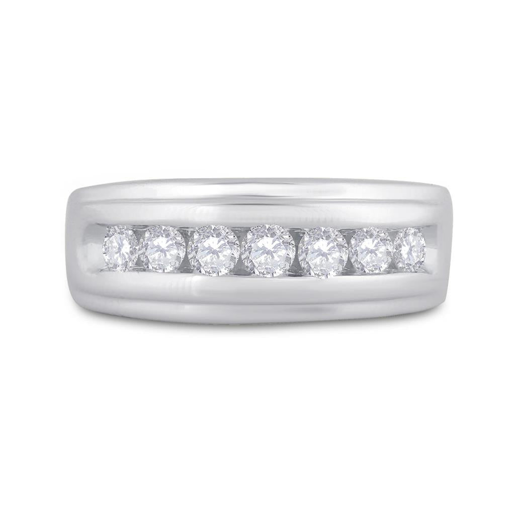 14k White Gold Round Diamond Wedding Band Ring 7/8 Cttw