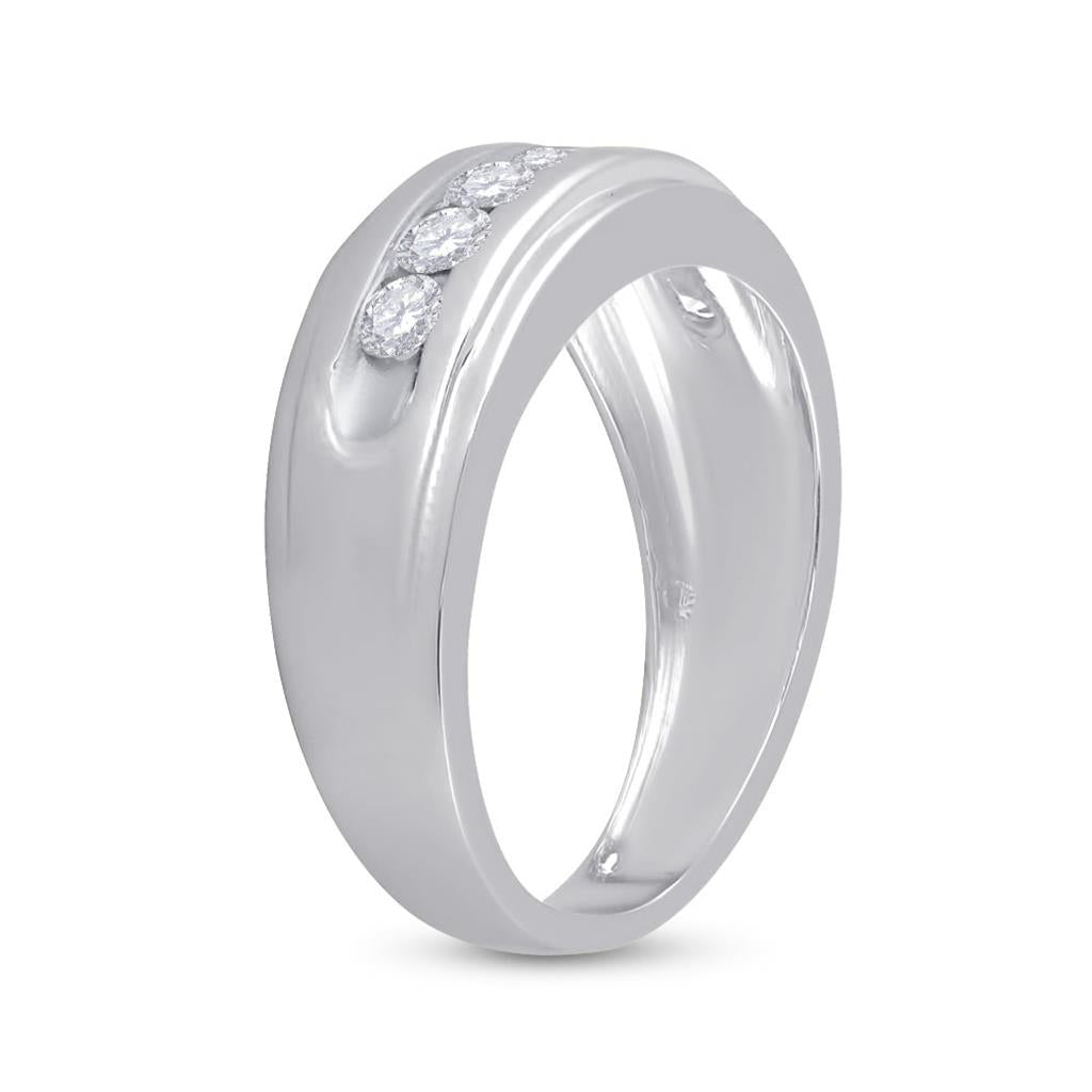 14k White Gold Round Diamond Wedding Channel-Set Band Ring 7/8 Cttw
