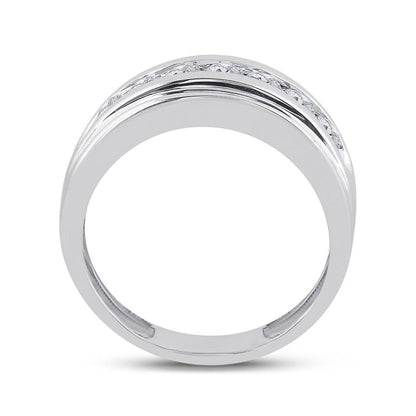 14k White Gold Round Diamond Wedding Channel-Set Band Ring 7/8 Cttw