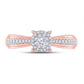 14k Rose Gold Round Diamond Halo Bridal Engagement Ring 1/4 Cttw