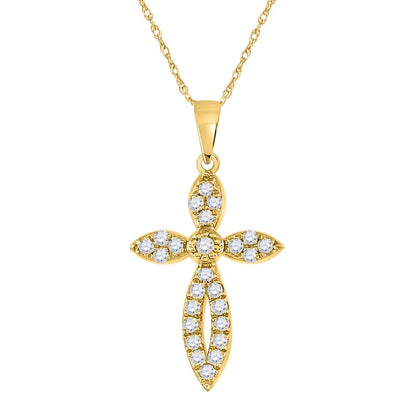 10k Yellow Gold Round Diamond Cross Pendant 1/6 Cttw