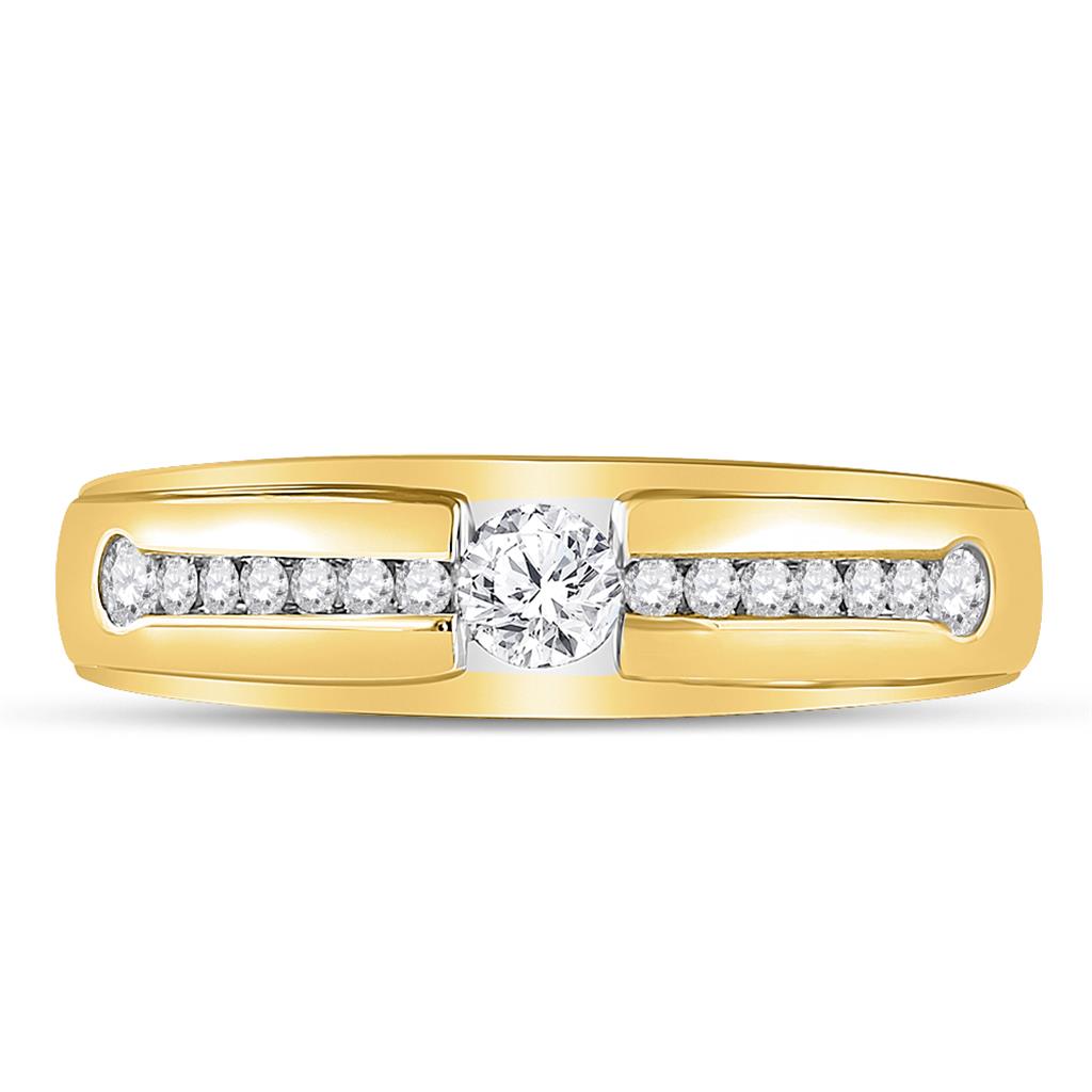 10k Yellow Gold Round Diamond Solitaire Wedding Band Ring 1/2 Cttw