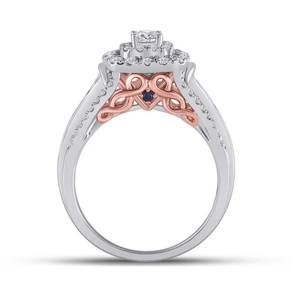 14k Two-tone Gold Round Diamond Bridal Wedding Ring Set 1 Cttw (Certified)