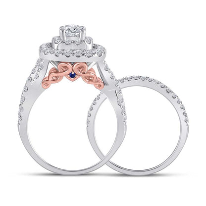 14k Two-tone Gold Round Diamond Bridal Wedding Ring Set 2 Cttw (Certified)