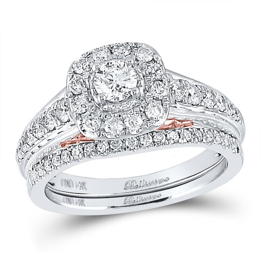 14k Two-tone Gold Round Diamond Bridal Wedding Ring Set 1 Ctw (Certified)