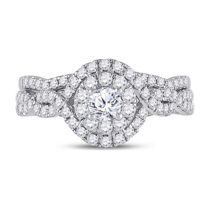 14k Two-tone Gold Round Diamond Bridal Wedding Ring Set 1 Cttw (Certified)