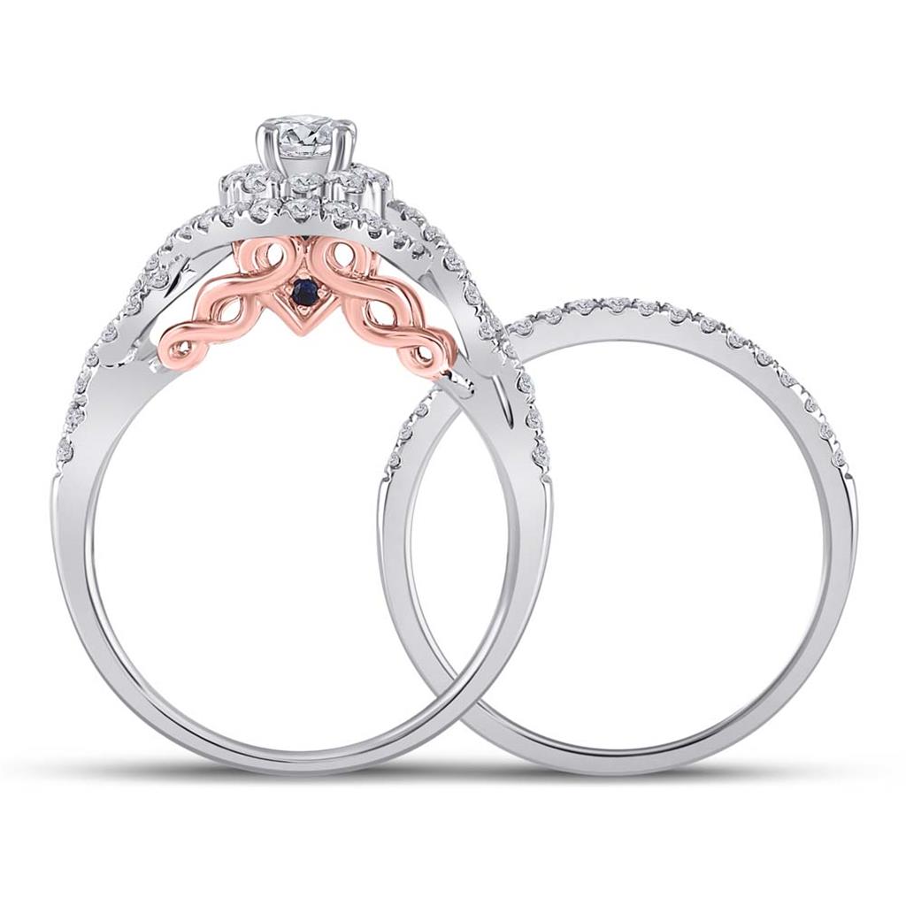 14k Two-tone Gold Round Diamond Bridal Wedding Ring Set 1 Cttw (Certified)