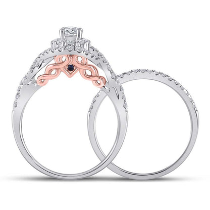14k Two-tone Gold Round Diamond Bridal Wedding Ring Set 1 Cttw (Certified)