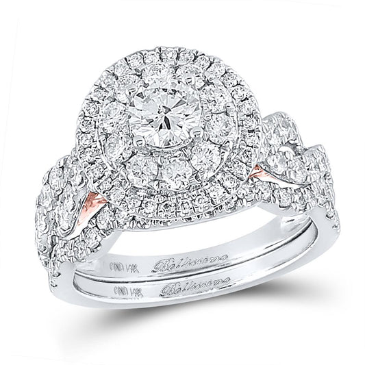 14k Two-tone Gold Round Diamond Bridal Wedding Ring Set 2 Ctw (Certified)