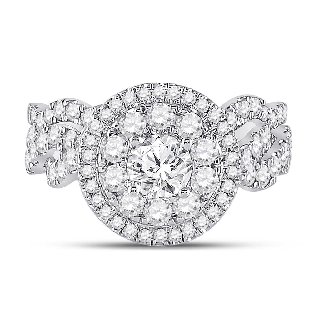14k Two-tone Gold Round Diamond Bridal Wedding Ring Set 2 Ctw (Certified)