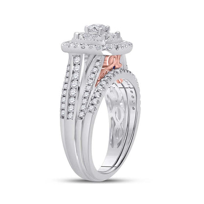 14k Two-tone Gold Round Diamond Bridal Wedding Ring Set 1 Ctw (Certified)