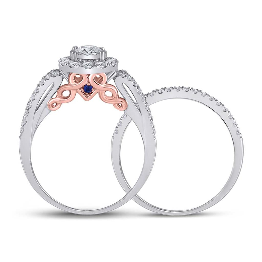 14k Two-tone Gold Round Diamond Bridal Wedding Ring Set 1 Ctw (Certified)