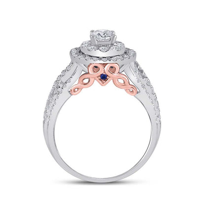 14k Two-tone Gold Round Diamond Bridal Wedding Ring Set 1-1/2 Ctw (Certified)