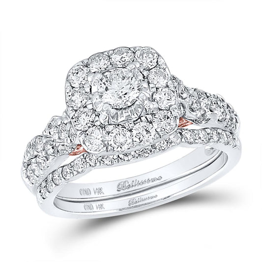 14k Two-tone Gold Round Diamond Bridal Wedding Ring Set 1-1/2 Ctw (Certified)