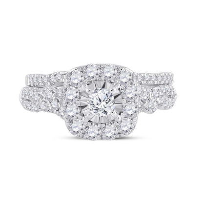 14k Two-tone Gold Round Diamond Bridal Wedding Ring Set 1-1/2 Ctw (Certified)