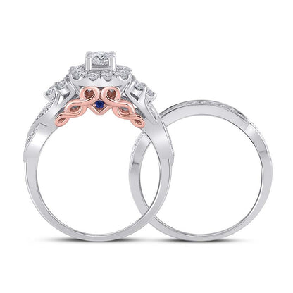 14k Two-tone Gold Round Diamond Bridal Wedding Ring Set 1 Ctw (Certified)