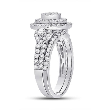 14k White Gold Princess Diamond Bridal Wedding Ring Set 1 Cttw