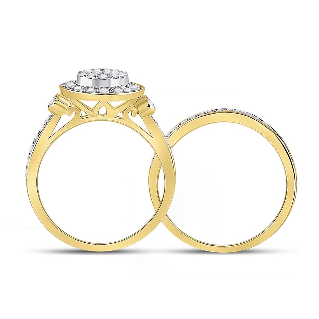 14k Yellow Gold Princess Diamond Bridal Wedding Ring Set 3/4 Cttw