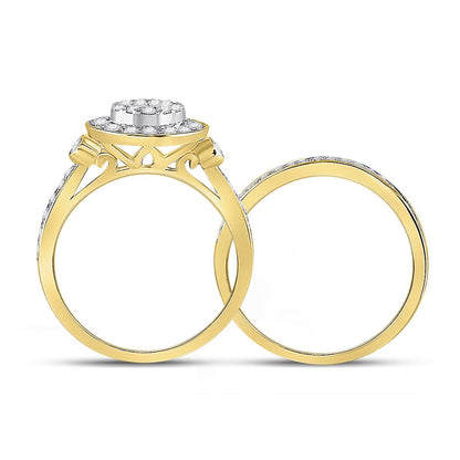 14k Yellow Gold Princess Diamond Bridal Wedding Ring Set 3/4 Cttw