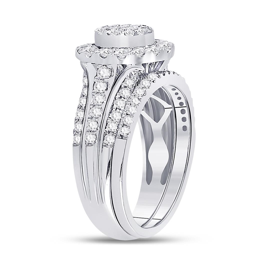 14k White Gold Princess Diamond Bridal Wedding Ring Set 1 Cttw