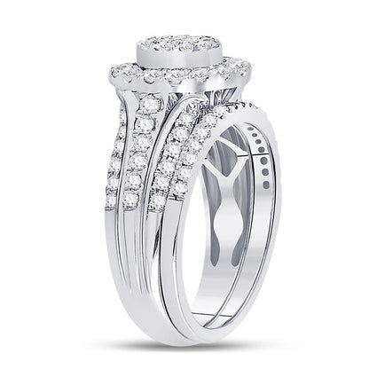 14k White Gold Princess Diamond Bridal Wedding Ring Set 1 Cttw