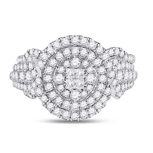 14k White Gold Princess Diamond Bridal Wedding Ring Set 1-1/4 Cttw