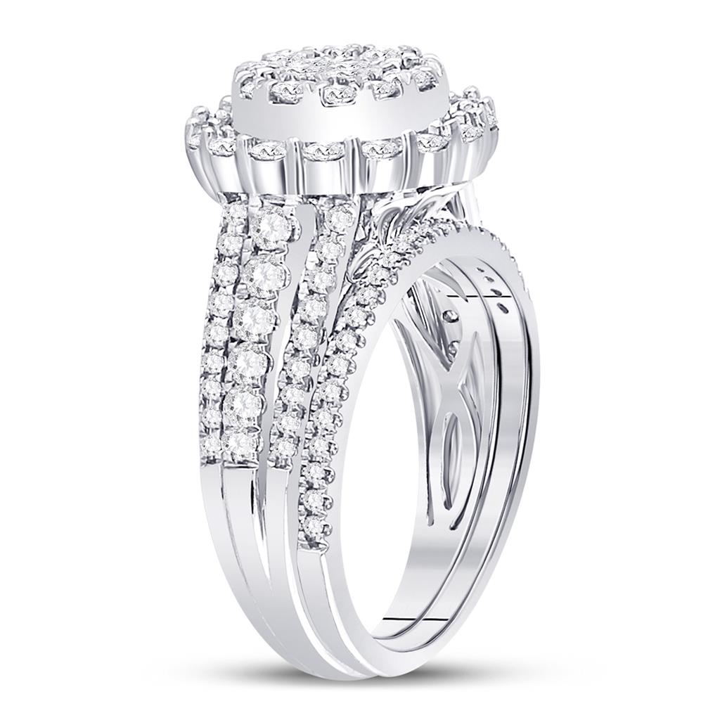 14k White Gold Princess Diamond Bridal Wedding Ring Set 1-1/2 Cttw