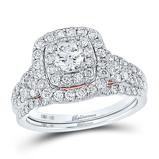 14k Two-tone Gold Round Diamond Bridal Wedding Ring Set 1-1/2 Ctw (Certified)