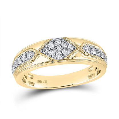 14k Yellow Gold Round Diamond Milgrain Wedding Band Ring 1/2 Cttw