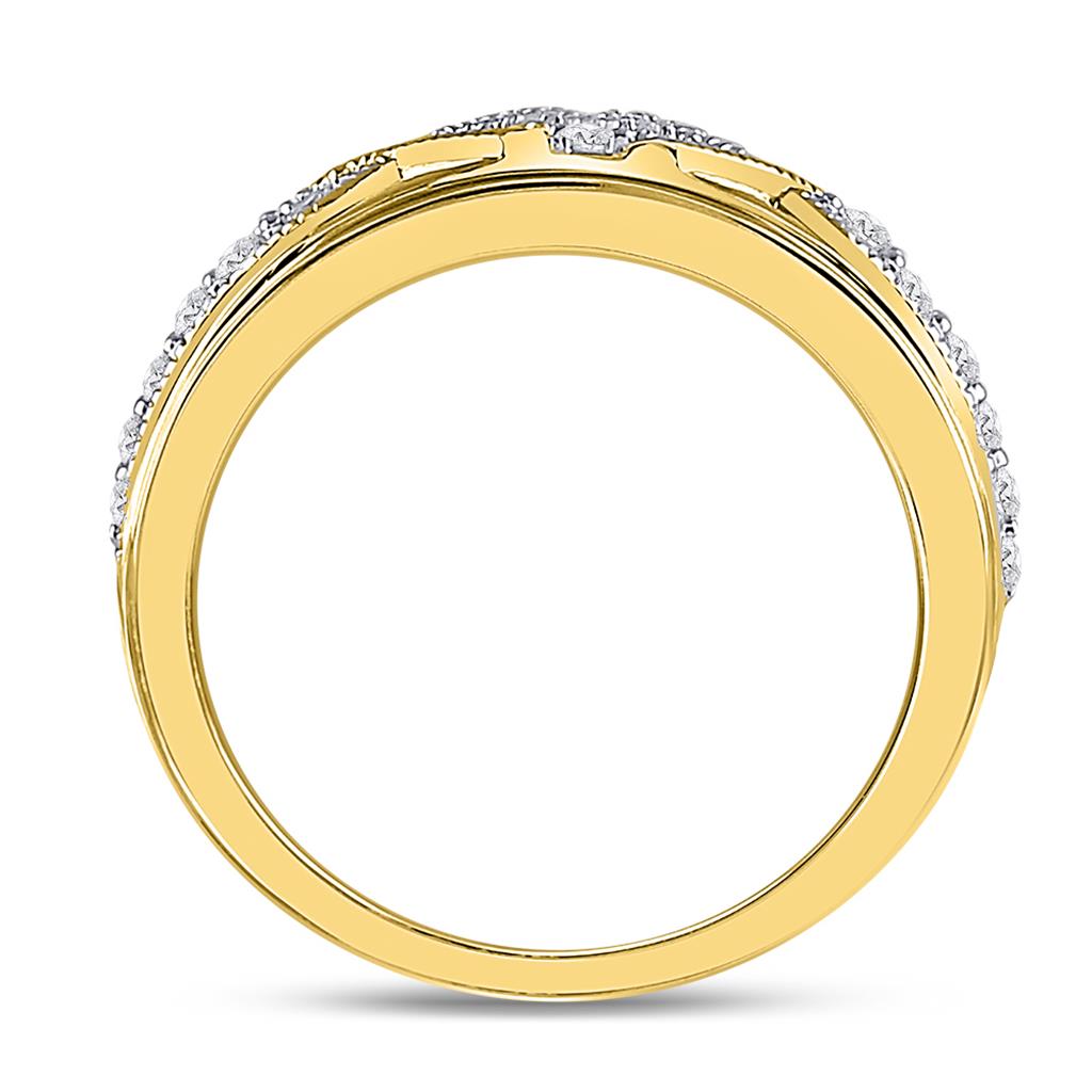 14k Yellow Gold Round Diamond Milgrain Wedding Band Ring 1/2 Cttw
