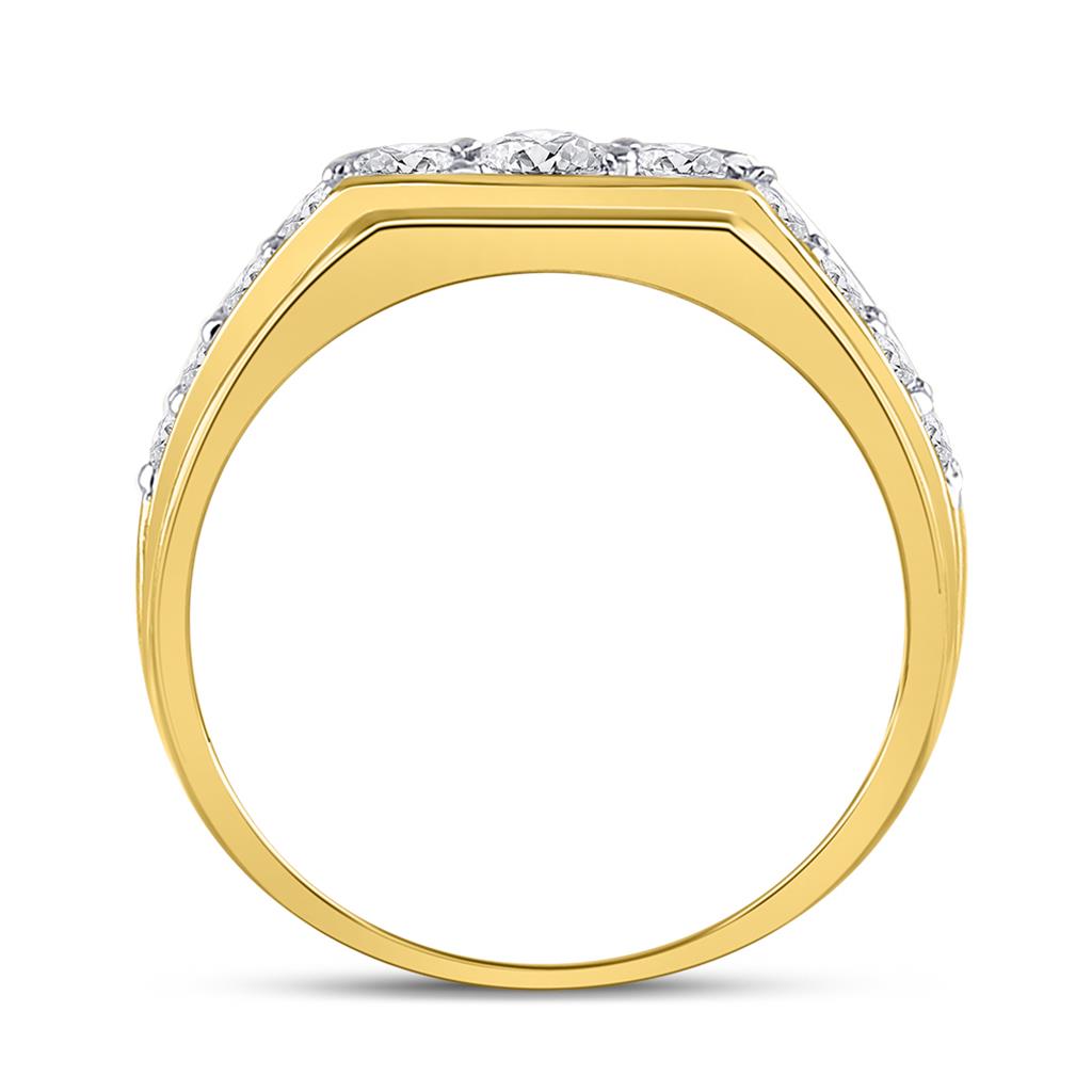 10k Two-tone Gold Round Diamond Graduated Band Ring 1 Cttw