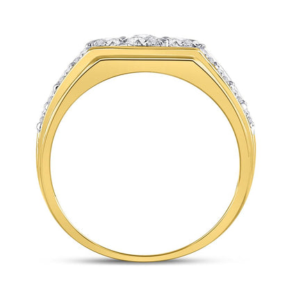 10k Two-tone Gold Round Diamond Graduated Band Ring 1 Cttw