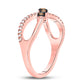 10k Rose Gold Round Brown Diamond Fashion Infinity Ring 1/4 Cttw
