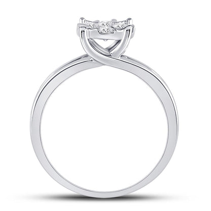 14k White Gold Round Diamond Flower Cluster Ring 1/2 Cttw