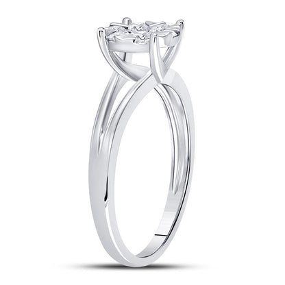 14k White Gold Round Diamond Flower Cluster Ring 1/2 Cttw