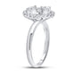 14k White Gold Round Diamond Halo Flower Cluster Ring 1 Cttw