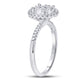 14k White Gold Round Diamond Halo Flower Cluster Ring 1/2 Cttw