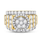 14k Yellow Gold Round Diamond Cluster Bridal Engagement Ring 3-5/8 Cttw